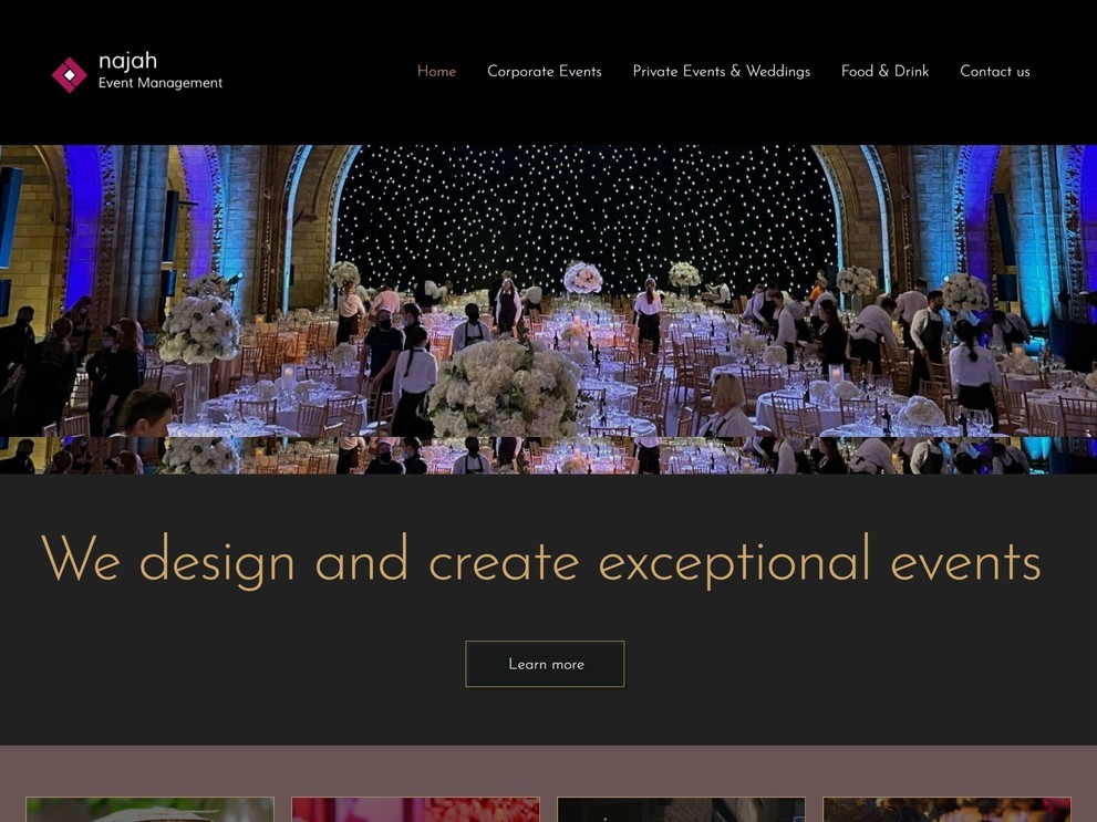 A website design by it'seeze for an events management company